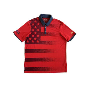 Adidas Golf Polo Team USA XL Navy-Blue Red Stars Stripes Climacool Performance